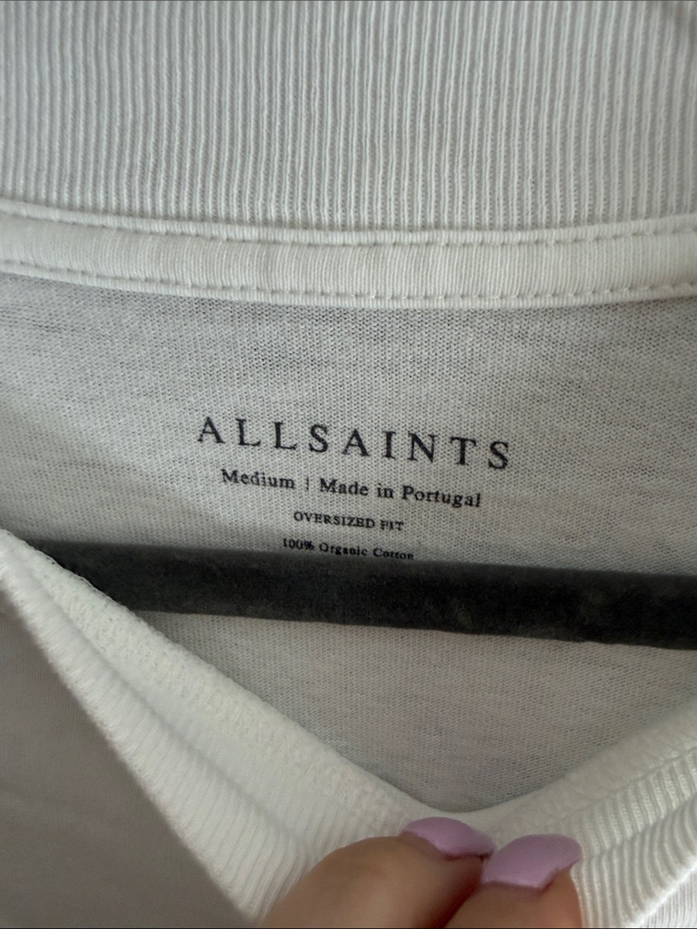 AllSaints White T-Shirt with Black Chest Logo - Picture 5 of 6